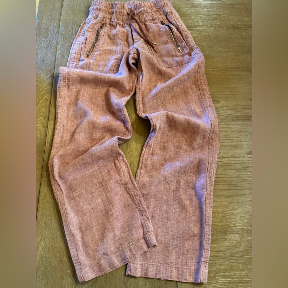 Athleta Pink Drawstring Linen Pants - Picture 2 of 8